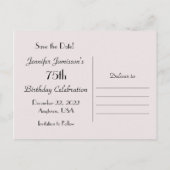 Carte Postale Faire-part Sauvegarder la date 75e anniversaire Rose rose pâl (Dos)