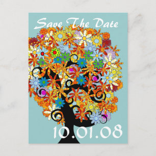 Carte Postale Faire-part Sauvegarder la date - Arbre Fleur
