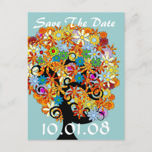 Carte Postale Faire-part Sauvegarder la date - Arbre Fleur