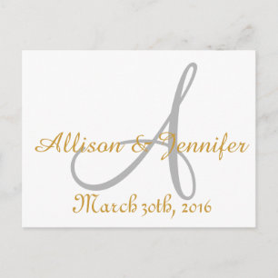 Carte Postale Faire-part Sauvegarder la date Blanc et Or