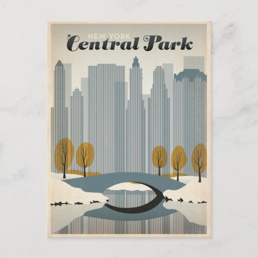 Carte Postale Faire-part Sauvegarder la date | Central Park, NYC - Neige (Devant)