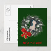 Carte Postale Faire-part Sauvegarder la date Couronne de Noël Greyhound pou (Devant / Derrière)
