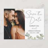 Carte Postale Faire-part Sauvegarder la date de mariage à l'aquarelle verte (Devant)