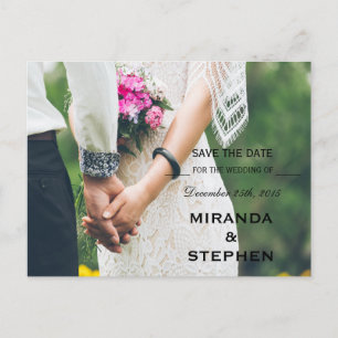 Carte Postale Faire-part Sauvegarder la date douce photo de mariage moderne