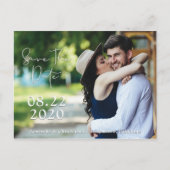 Carte Postale Faire-part Sauvegarder la date écriture blanche ombrée | 2 Ph (Devant)