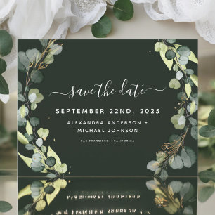 Carte Postale Faire-part Sauvegarder la date Eucalyptus Verdure Succulent