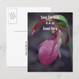 Carte Postale Faire-part Sauvegarder la date Fleur de cypripède rose sauvag