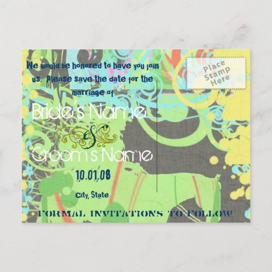 Carte Postale Faire-part Sauvegarder la date - Grunge occidental (Dos)