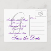 Carte Postale Faire-part Sauvegarder la date, Initiale, Monogramme, Noir, V (Dos)