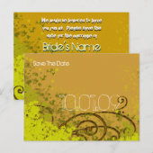 Carte Postale Faire-part Sauvegarder la date - Lime Leaf Swirls (Devant / Derrière)