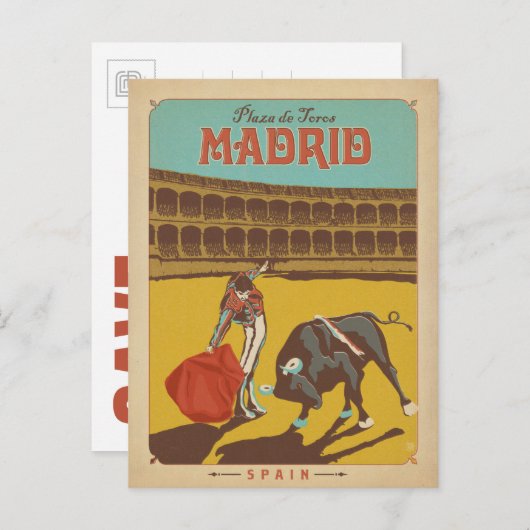 Carte Postale Faire-part Sauvegarder la date | Madrid, Espagne (Devant / Derrière)