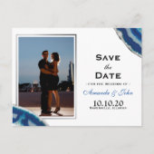 Carte Postale Faire-part Sauvegarder la date | Mariage Bleu marine et Agate (Devant)
