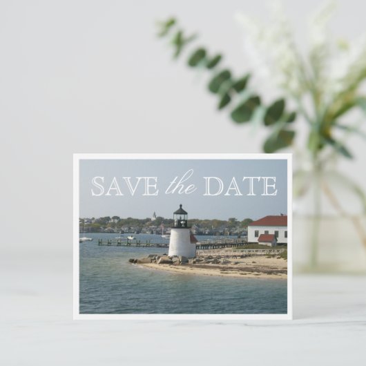 Carte Postale Faire-part Sauvegarder la date Mariage Nantucket Brant Point  (Debout devant)