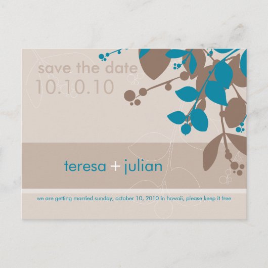 Carte Postale Faire-part Sauvegarder la date :: native 10 (Devant)