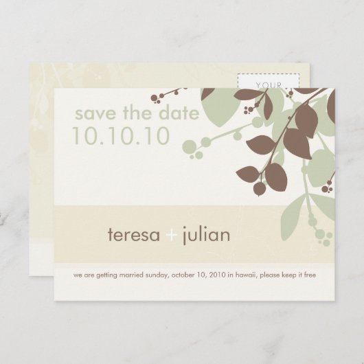 Carte Postale Faire-part Sauvegarder la date :: native 5 (Devant / Derrière)