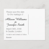 Carte Postale Faire-part Sauvegarder la date Noir et Or (Dos)