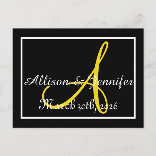 Carte Postale Faire-part Sauvegarder la date Noir et Or (Devant)