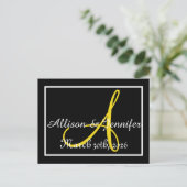 Carte Postale Faire-part Sauvegarder la date Noir et Or (Debout devant)