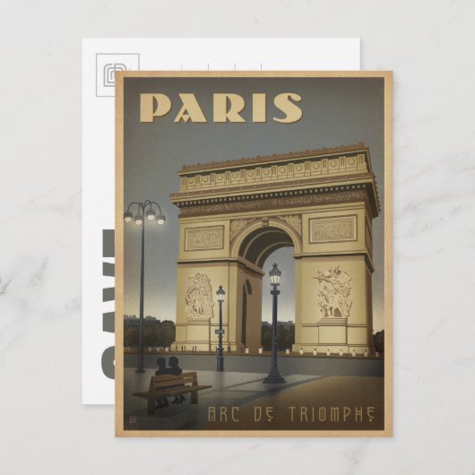 Carte Postale Faire-part Sauvegarder la date | Paris - Arc de Triomphe (Devant / Derrière)