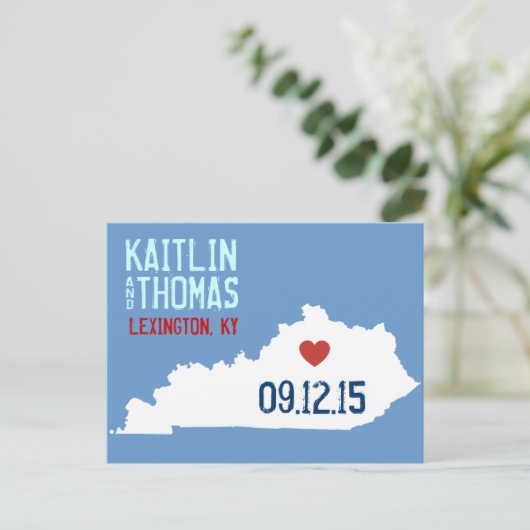 Carte Postale Faire-part Sauvegarder la date - Personnalisable - Kentucky (Debout devant)