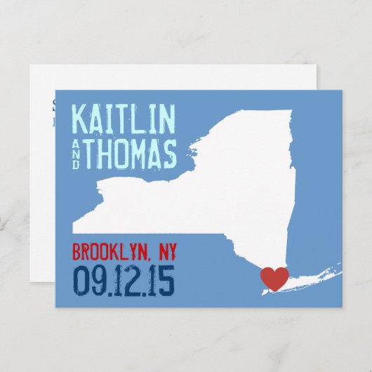 Carte Postale Faire-part Sauvegarder la date - Personnalisable - New York (Devant / Derrière)