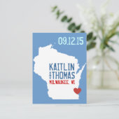 Carte Postale Faire-part Sauvegarder la date - Personnalisable - Wisconsin (Debout devant)