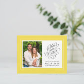 Carte Postale Faire-part Sauvegarder la date Photo Jaune Élégant Mariage (Debout devant)