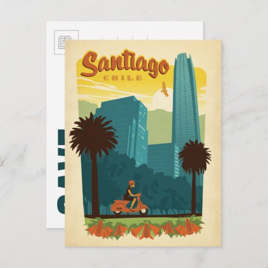 Carte Postale Faire-part Sauvegarder la date | Santiago, Chili (Devant / Derrière)