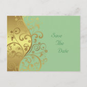 Carte Postale Faire-part Sauvegarder la date--Tourbillons d'or et eau de me (Devant)