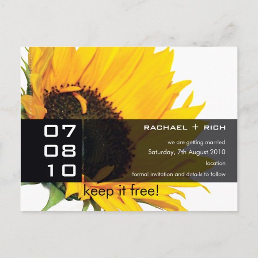 Carte Postale Faire-part Sauvegarder la date :: tournesol (Dos)