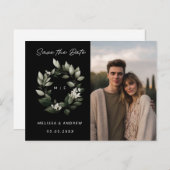 Carte Postale Faire-part Sauvegarder la date verte Wreath (Devant / Derrière)