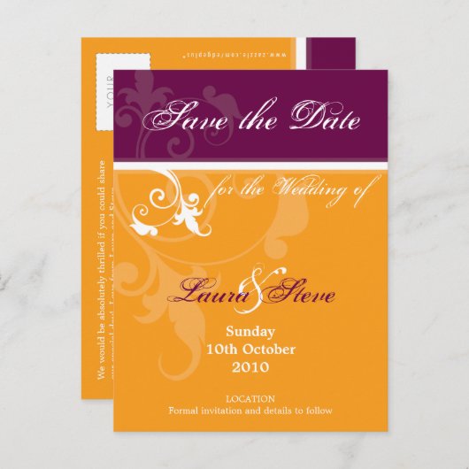 Carte Postale Faire-part Sauvegarder la date :: verve 2 (Devant / Derrière)