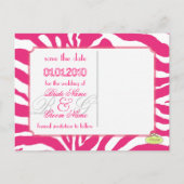Carte Postale Faire-part Sauvegarder la date, zèbre + monogramme (Dos)