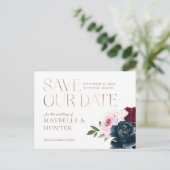 Carte Postale Faire-part Sauvegarder notre date Photo à l'aquarelle marine (Debout devant)