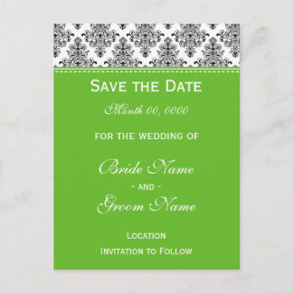 Carte Postale Faire-part Sauvegardez la Date - Noir & Blanc & Vert