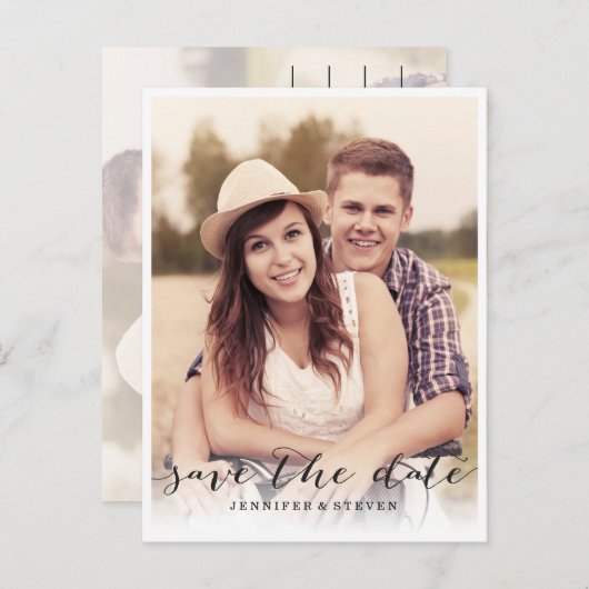 CARTE POSTALE FAIRE-PART SAUVEGARDEZ NOTRE DATE | SCRIPT D'ANNONCE DE MISE  (Devant / Derrière)