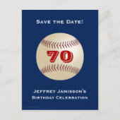 Carte Postale Faire-part Sauver Date 70e Anniversaire Fête Baseball (Devant)