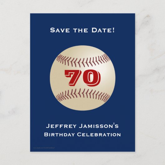 Carte Postale Faire-part Sauver Date 70e Anniversaire Fête Baseball (Devant)