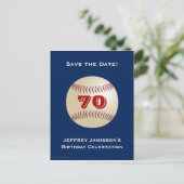 Carte Postale Faire-part Sauver Date 70e Anniversaire Fête Baseball (Debout devant)