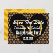 Carte Postale Faire-part Sauver la date 50e anniversaire OR NOIR Cœur V1 (Devant / Derrière)