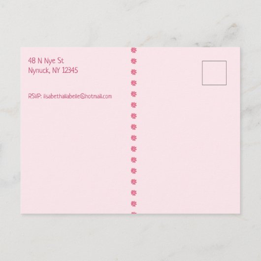 Carte Postale Faire-part Sauver la date Baby Shower avec parapluie (Dos)