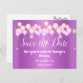 Carte Postale Faire-part Sauver la date ballons roses scintillants toutes o (Devant / Derrière)