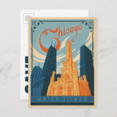 Carte Postale Faire-part Sauver la date | Chicago, IL - Water Tower (Devant / Derrière)