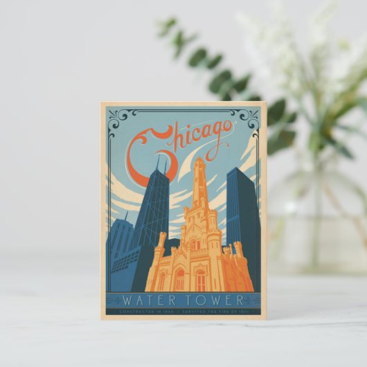 Carte Postale Faire-part Sauver la date | Chicago, IL - Water Tower (Debout devant)