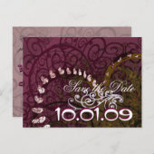 Carte Postale Faire-part Sauver la date Cœurs Deep Purple - (Devant / Derrière)