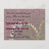 Carte Postale Faire-part Sauver la date Cœurs Deep Purple - (Dos)