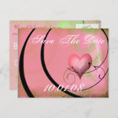 Carte Postale Faire-part Sauver la date - Cœurs et Tourbillons (Devant / Derrière)