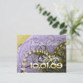 Carte Postale Faire-part Sauver la date Cœurs jaunes - (Debout devant)