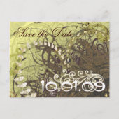 Carte Postale Faire-part Sauver la date cœurs jaunes et marron (Devant)