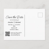 Carte Postale Faire-part sauver la date écriture blanche code QR photo  (Dos)
